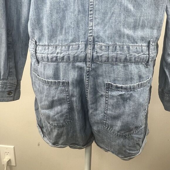 Rails Johnny Indigo Chambray Blue Romper XS Long Sleeve Tencel Linen - Picture 12 of 16